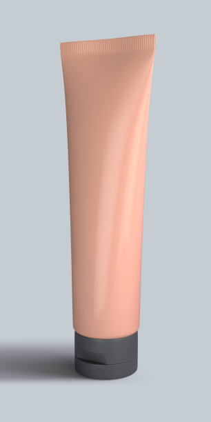 3d渲染，塑料化妆品容器。管奶油在灰色的背景图片下载