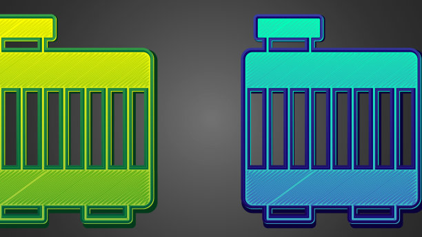 绿色和蓝色的汽车散热器冷却系统图标图片下载
