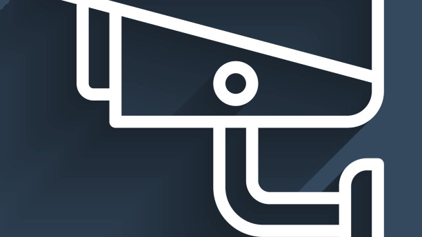 白线安全摄像头图标与长隔离图片下载