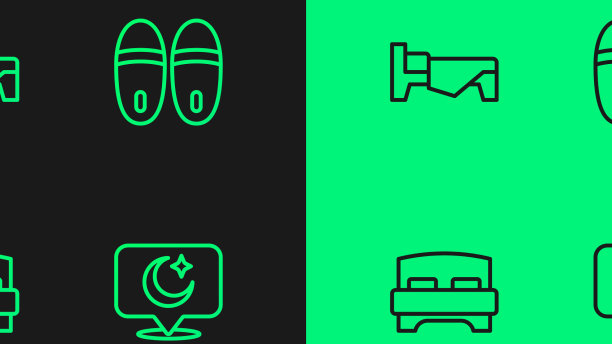 Set line月亮和星星大床床和拖鞋图片下载