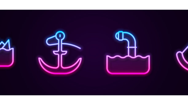 设线锋利的石礁锚和潜望镜图片下载