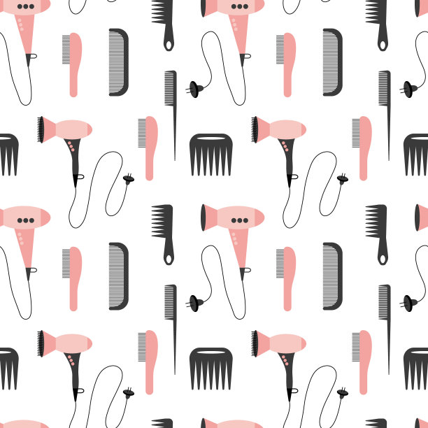 平面风格的理发店无缝图案图片下载