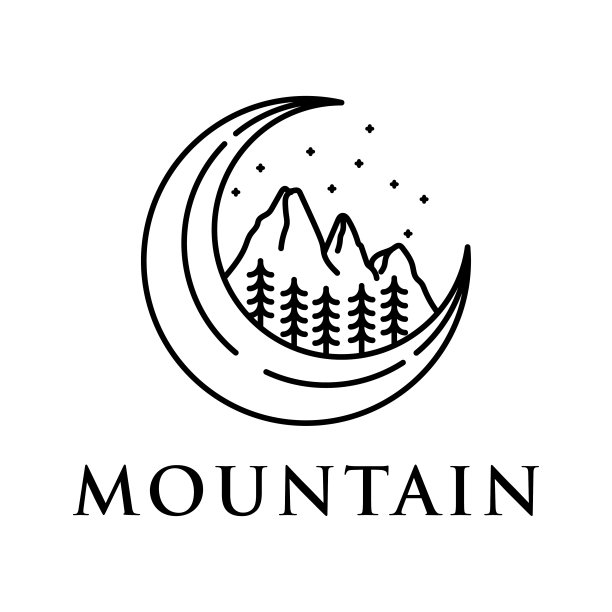 单线月亮和山图片下载