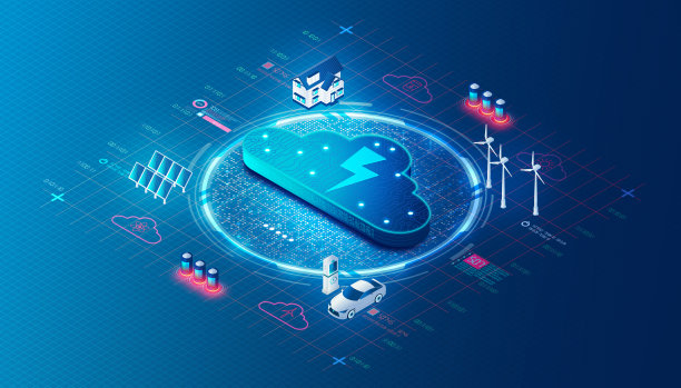 虚拟发电厂概念- VPP - 3D插图图片下载