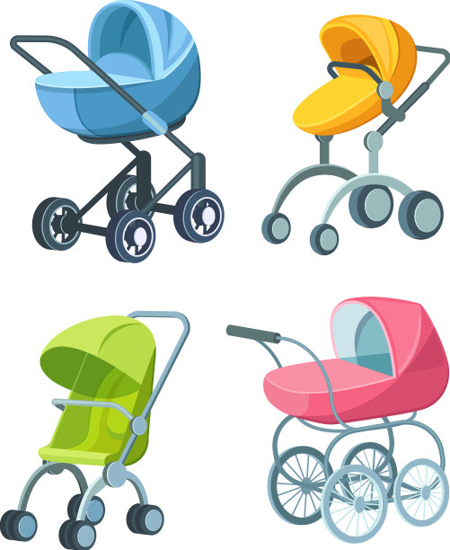 孩子气的彩色折叠婴儿车婴儿图片下载