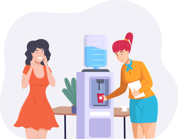 女同事站在饮水机旁图片下载