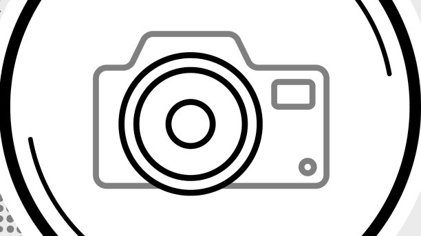 线条照片相机图标孤立在灰色背景图片下载