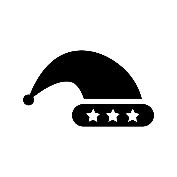 帽子，圣诞节，庆典，派对图标。黑色的矢量图形。图片下载