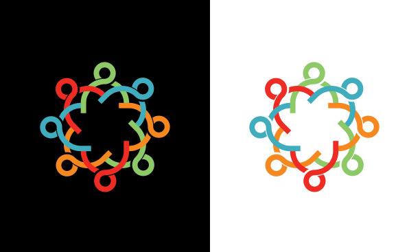 团队合作家庭，同事徽标标志标志标志。抽象的人的符号，聚集体的概念设计，社会联系的图标图片下载