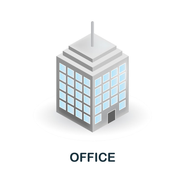 办公大楼的3d图标简单元素图片下载