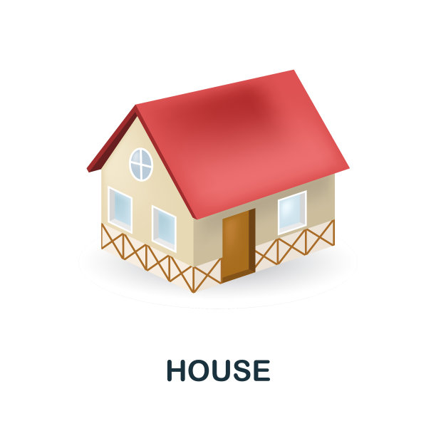 房子的3d图标简单元素的建筑图片下载