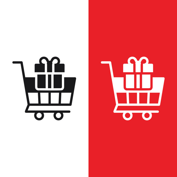 圣诞节圣诞节购物车矢量图标在字形图片下载