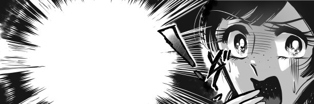 黑色和白色宽尺寸插图一个害怕的美丽的女人苍白的脸和白色的眼睛在70年的手作漫画风格。图片下载