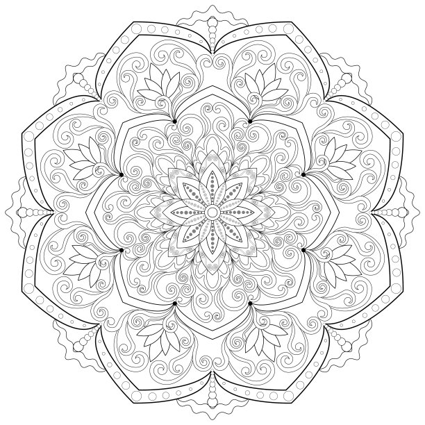 曼荼罗75号，种族，漩涡图案，物体孤立在白色背景上。图片下载