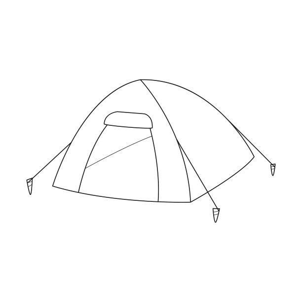 涂鸦户外野餐的露营帐篷设备图片下载