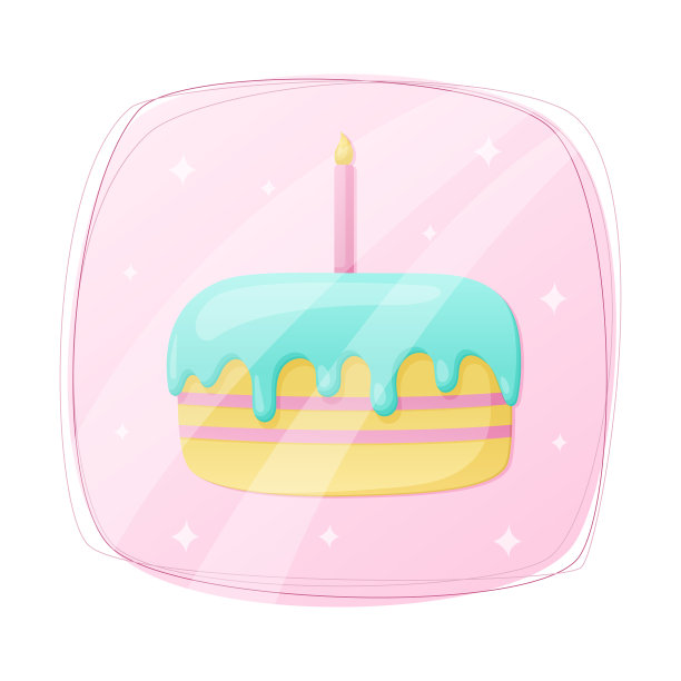 带有糖衣和蜡烛的卡通生日蛋糕图片下载