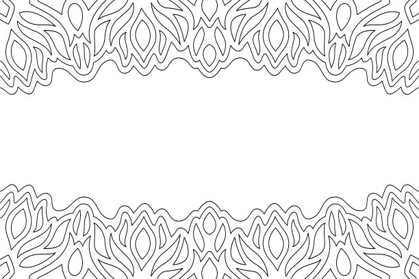 线条艺术着色书与复古的边界图片下载