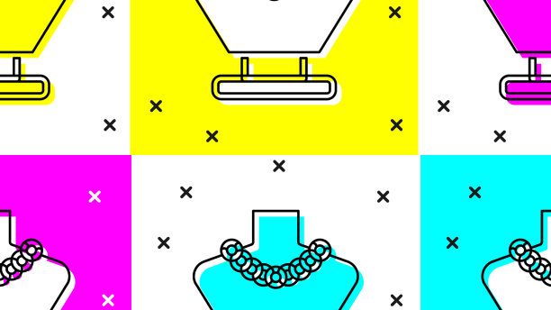 设置项链的人体模型图标孤立的颜色图片下载