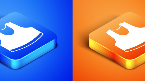 等距汗衫图标孤立在蓝色和图片下载