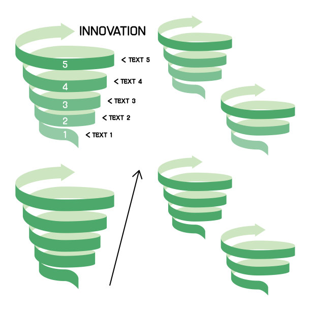 一组带状箭头螺旋上升创新图片下载