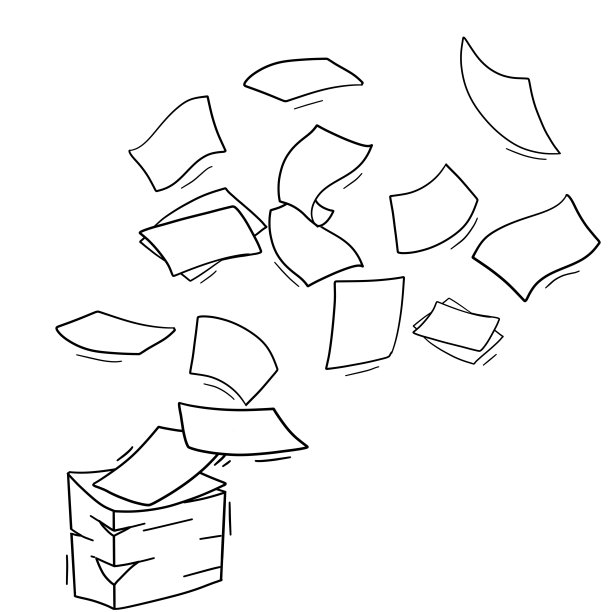 飞行。白纸。抛出对象。白色垃圾。卡通平面插图。图片下载