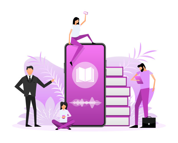 平面图书馆与人，伟大的设计，为任何目的。数字营销的概念图片下载