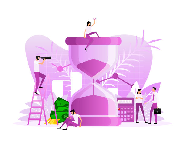 计时器，沙漏和平面人，伟大的设计，任何目的。业务人员说明图片下载