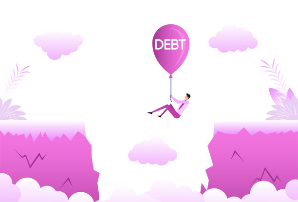 卡通图标与人的鸿沟。债务的概念。团队的概念。图片下载