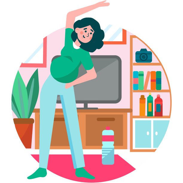 孕妇在家做瑜伽健身矢量图片下载