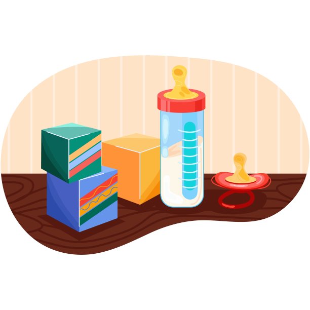 奶瓶，乳头和婴儿矢量图标的玩具图片下载