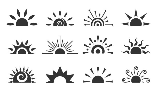 半太阳太阳日出日落天气图标设置图片下载