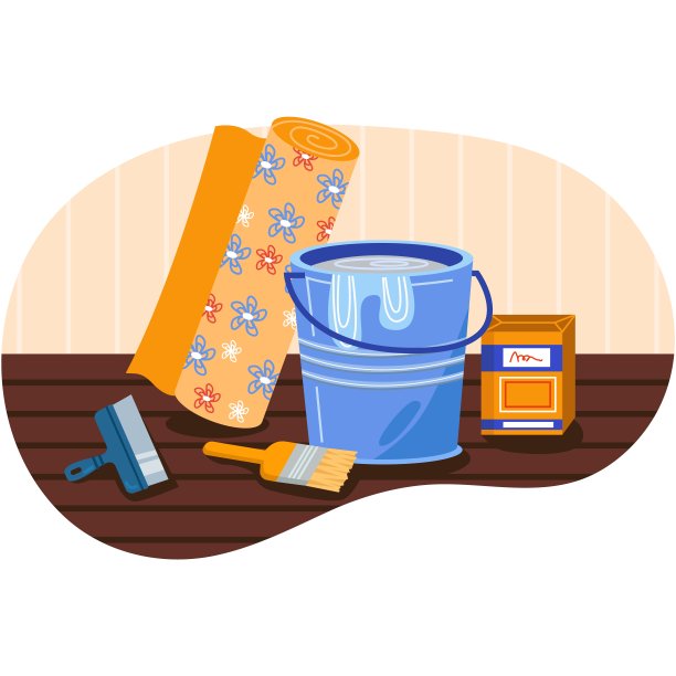 胶水和壁纸辊矢量平装图片下载