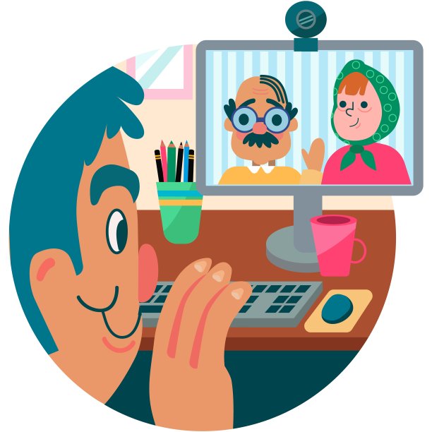 一名男子与家里的父母进行了视频通话图片下载