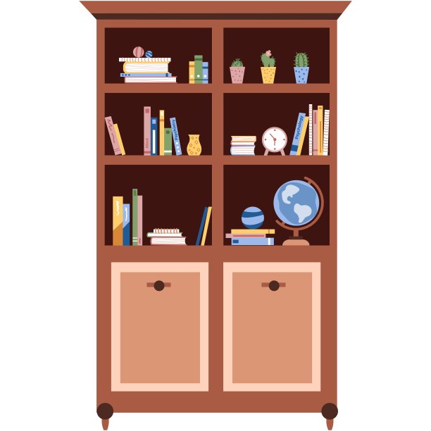 橱柜与书向量柜与书架图标图片下载