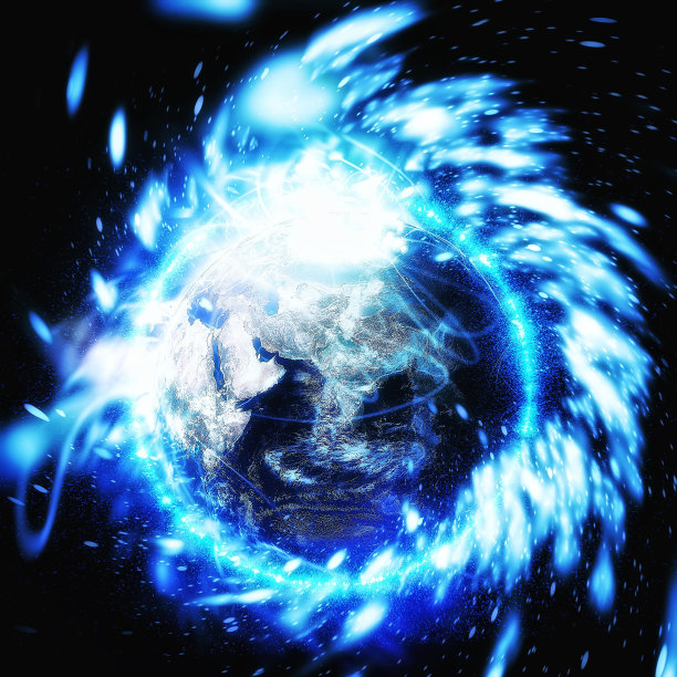 3D插图的发光球体与科学技术的概念图片下载