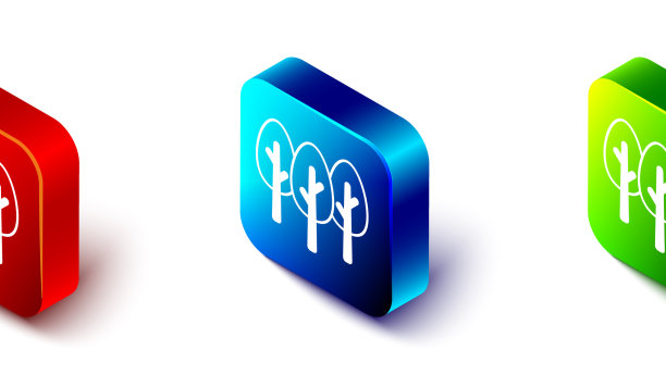 等距树图标孤立在白色背景图片下载