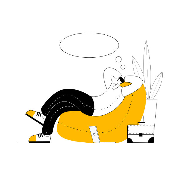 一个男人坐在包椅上做梦。图片下载