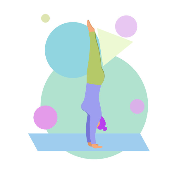 一个白人女孩用低着头的树式练习瑜伽(Adho Mukha Vrikshasana)图片下载