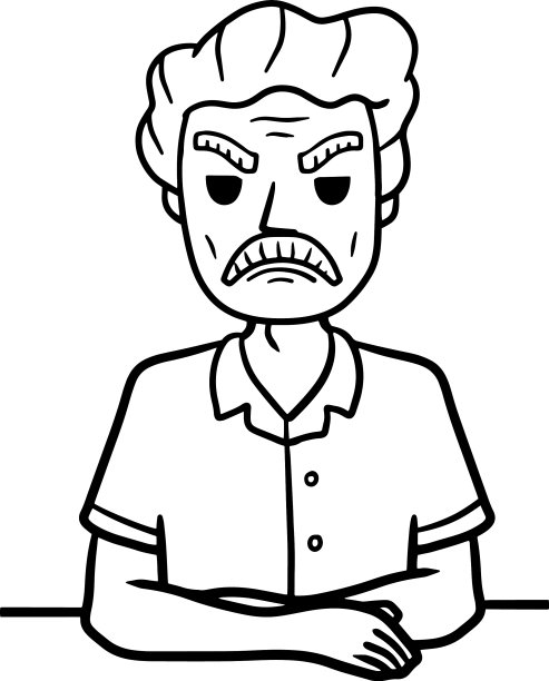 愤怒的老人交叉着胳膊坐着图片下载