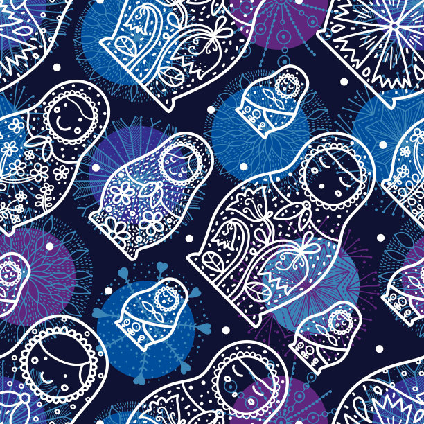 俄罗斯套娃和圆点图案。图片下载