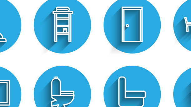 在桌子抽水马桶沙发上设置线条画框图片下载