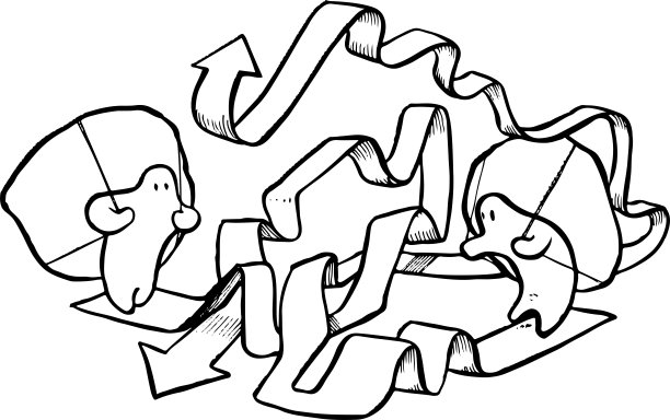 复杂的路径-黑白矢量插图图片下载