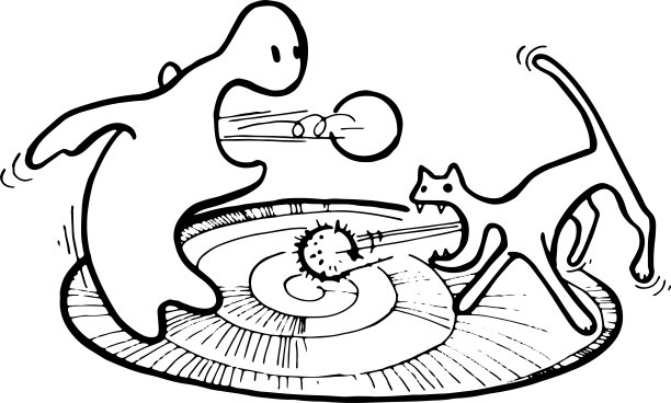 毛球-黑白矢量插图图片下载