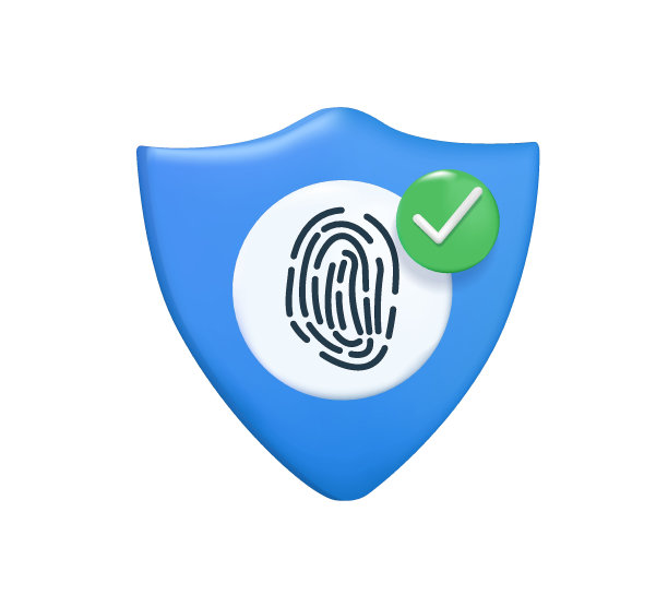 网络安全指纹，3D矢量插图。数据保护图标。数字安全认证屏蔽。图片下载