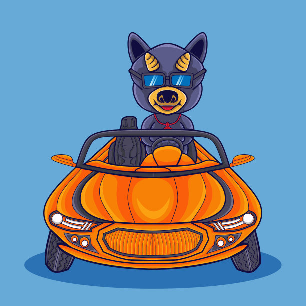 戴着眼镜开车的可爱奶牛图片下载