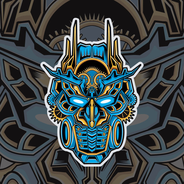 现代变压器机器人头部设计吉祥物标志图片下载