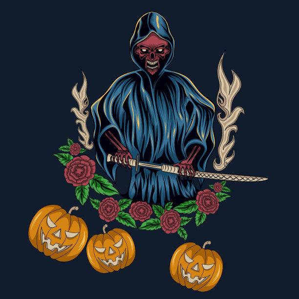 带着武士刀的恐怖万圣节男人图片下载