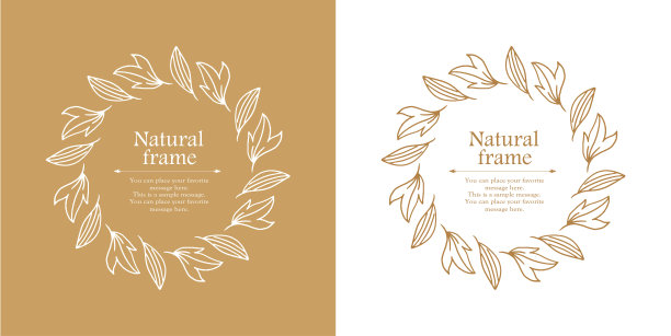 一套带有自然框架和图案的设计材料图片下载