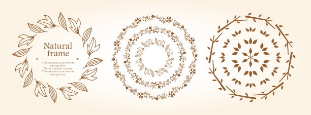 一套带有自然框架和图案的设计材料图片下载