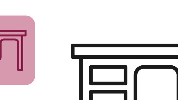 黑色线条的办公桌图标孤立在白色上图片下载